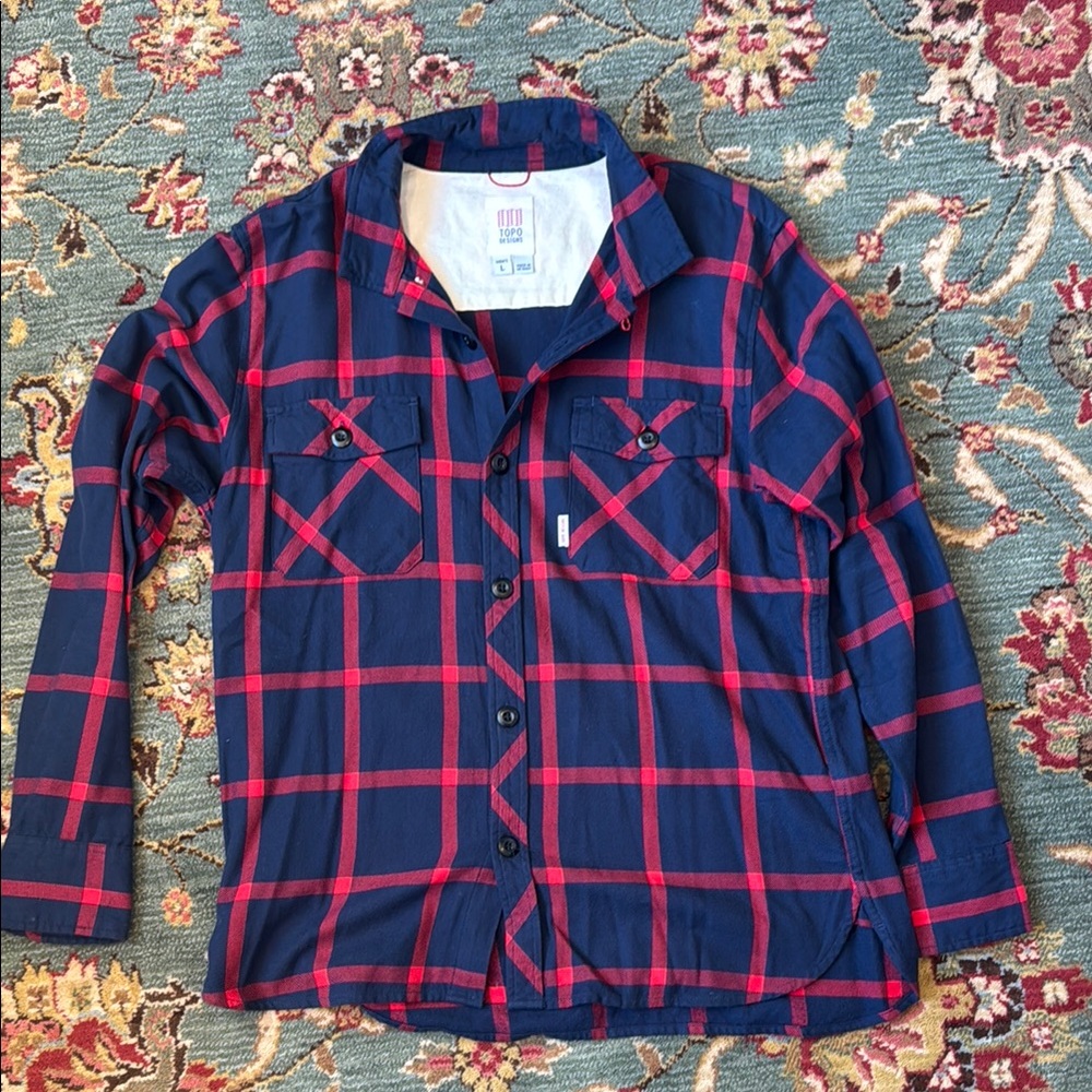 Topo Design-  Blue and Red flannel Shirt